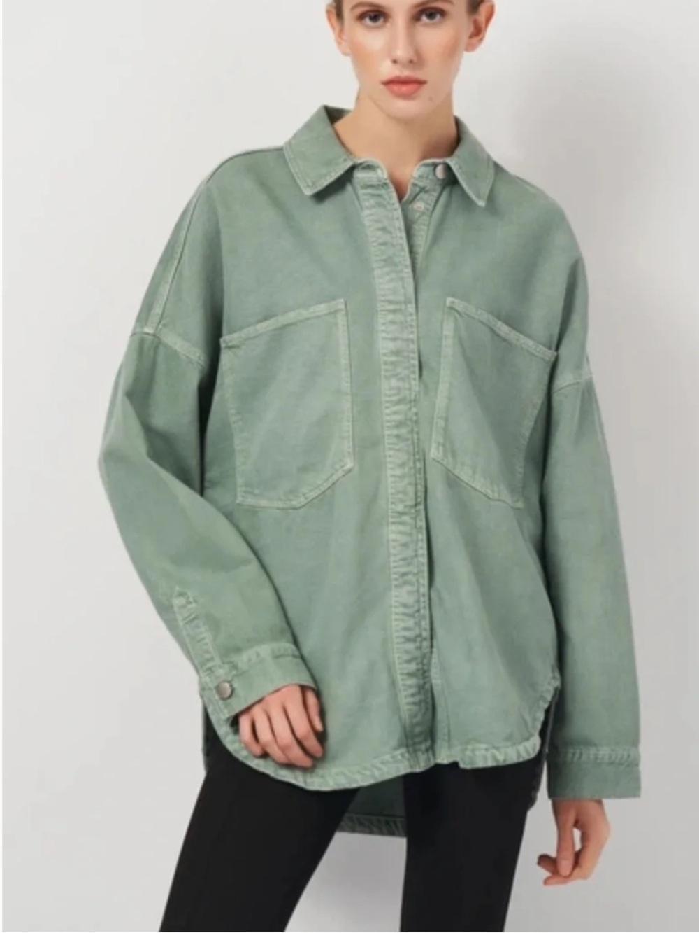 Zara Green Denim Jacket